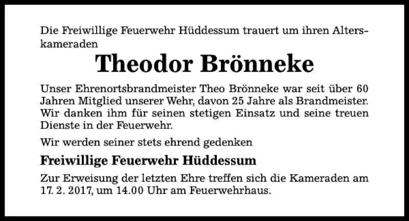 Traueranzeigen Von Theodor Br Nneke Trauerportal Hildesheimer