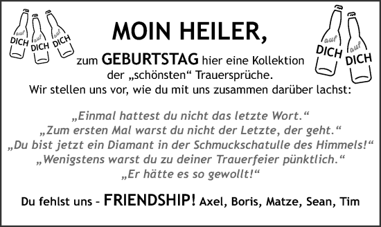 Traueranzeige von Sebastian Heiler von Hildesheimer Allgemeine Zeitung