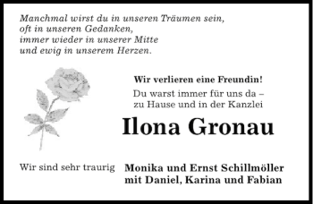 Traueranzeige von Ilona Gronau von Hildesheimer Allgemeine Zeitung