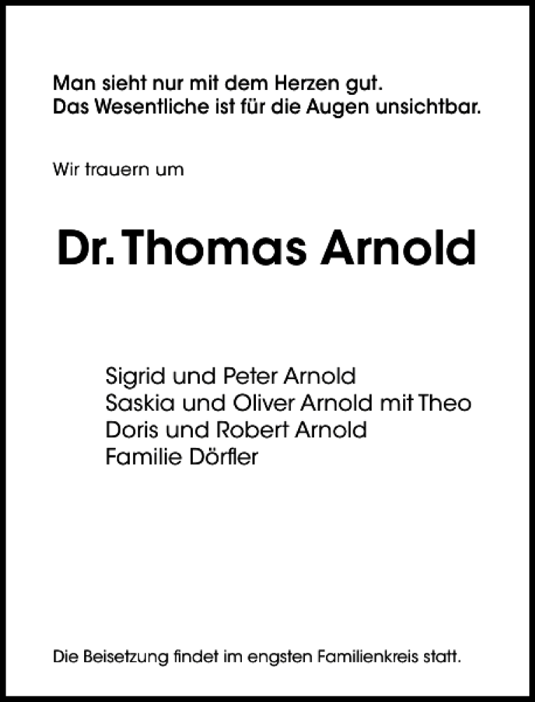  Traueranzeige für Dr.Thomas Arnold vom 25.07.2015 aus Hildesheimer Allgemeine Zeitung