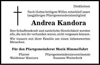 Traueranzeige von Andrea Kandora von Hildesheimer Allgemeine Zeitung