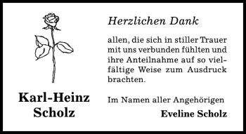 Traueranzeige von Karl-Heinz Scholz von Hildesheimer Allgemeine Zeitung
