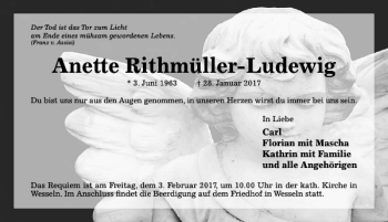 Traueranzeige von Anette Rithmüller-Ludewig von Hildesheimer Allgemeine Zeitung