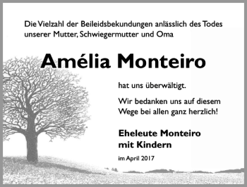 Traueranzeige von Amélia Monteiro von Hildesheimer Allgemeine Zeitung