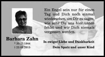 Traueranzeige von Barbara Zahn von Hildesheimer Allgemeine Zeitung