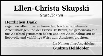 Traueranzeige von Ellen-Christa Skupski von Hildesheimer Allgemeine Zeitung