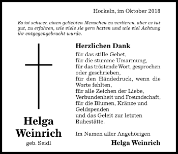 Traueranzeige von Helga Weinrich von Hildesheimer Allgemeine Zeitung