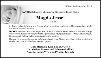 Traueranzeige von Magda Jessel von Hildesheimer Allgemeine Zeitung