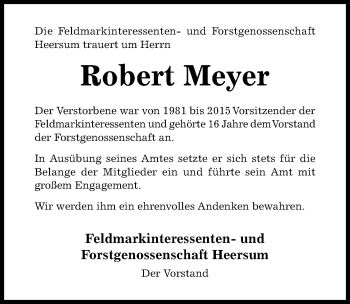 Traueranzeige von Robert Meyer von Hildesheimer Allgemeine Zeitung