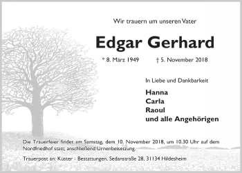 Traueranzeige von Edgar Gerhard von Hildesheimer Allgemeine Zeitung