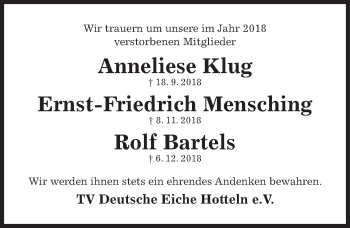 Traueranzeige von Anneliese Klug von Hildesheimer Allgemeine Zeitung