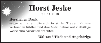 Traueranzeige von Horst Jeske von Hildesheimer Allgemeine Zeitung