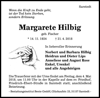 Traueranzeige von Margarete Hilbig von Hildesheimer Allgemeine Zeitung