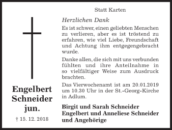 Traueranzeige von Engelbert Schneider von Hildesheimer Allgemeine Zeitung