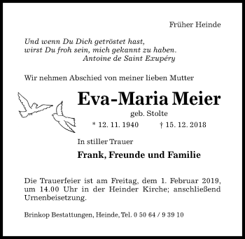 Traueranzeige von Eva-Maria Meier von Hildesheimer Allgemeine Zeitung