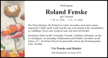 Traueranzeige von Roland Fenske von Hildesheimer Allgemeine Zeitung