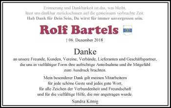 Traueranzeige von Rolf Bartels von Hildesheimer Allgemeine Zeitung