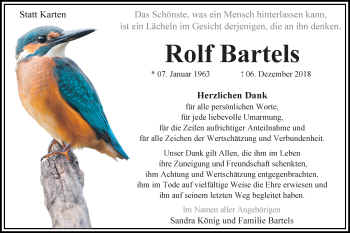 Traueranzeige von Rolf Bartels von Hildesheimer Allgemeine Zeitung