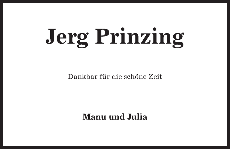  Traueranzeige für Jerg Prinzing vom 29.10.2019 aus Hildesheimer Allgemeine Zeitung