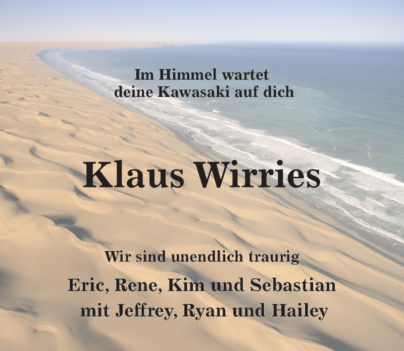  Traueranzeige für Klaus Wirries vom 10.10.2019 aus Hildesheimer Allgemeine Zeitung