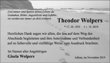 Traueranzeige von Theodor Wolpers von Hildesheimer Allgemeine Zeitung