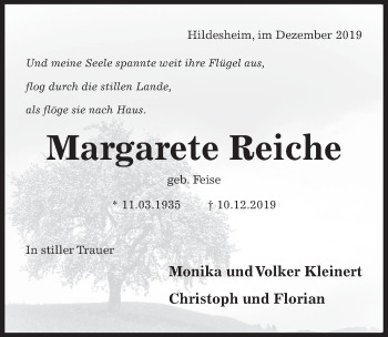 Traueranzeige von Margarete Reiche von Hildesheimer Allgemeine Zeitung