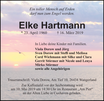 Traueranzeige von Elke Hartmann von Hildesheimer Allgemeine Zeitung