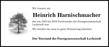 Traueranzeige von Heinrich Harnischmacher von Hildesheimer Allgemeine Zeitung