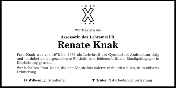 Traueranzeige von Renate Knak von Hildesheimer Allgemeine Zeitung