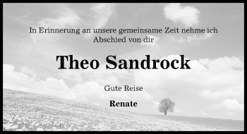 Traueranzeige von Theo Sandrock von Hildesheimer Allgemeine Zeitung