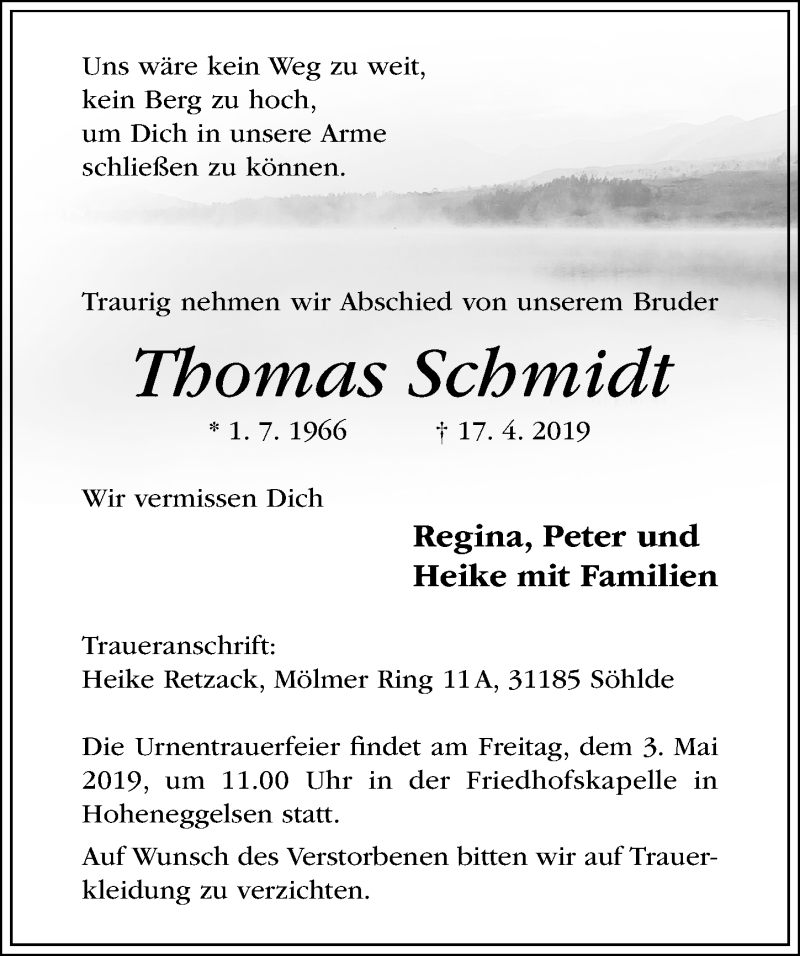 Traueranzeigen Von Thomas Schmidt Trauerportal Hildesheimer Allgemeine Zeitung