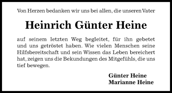 Traueranzeige von Heinrich Günter Heine von Hildesheimer Allgemeine Zeitung