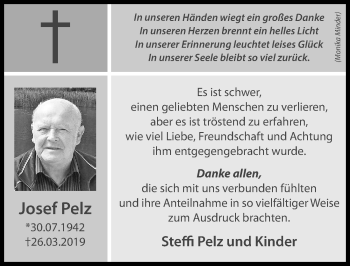 Traueranzeige von Josef Pelz von Hildesheimer Allgemeine Zeitung