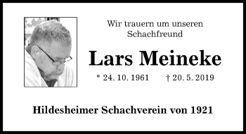 Traueranzeige von Lars Meineke von Hildesheimer Allgemeine Zeitung