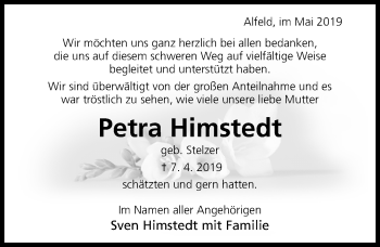 Traueranzeige von Petra Himstedt von Hildesheimer Allgemeine Zeitung