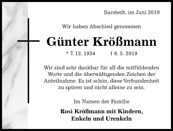 Traueranzeige von Günter Krößmann von Hildesheimer Allgemeine Zeitung