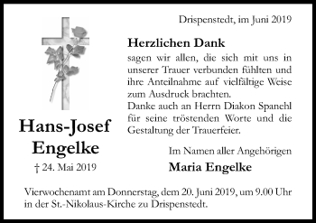 Traueranzeige von Hans-Josef Engelke von Hildesheimer Allgemeine Zeitung