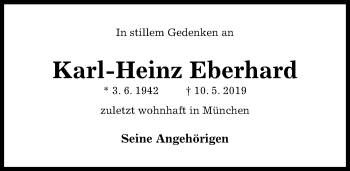 Traueranzeige von Karl-Heinz Eberhard von Hildesheimer Allgemeine Zeitung
