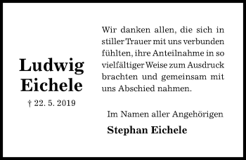 Traueranzeige von Ludwig Eichele von Hildesheimer Allgemeine Zeitung