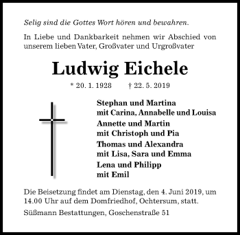 Traueranzeige von Ludwig Eichele von Hildesheimer Allgemeine Zeitung