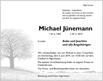 Traueranzeige von Michael Jünemann von Hildesheimer Allgemeine Zeitung