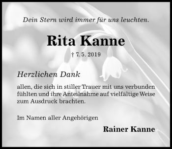 Traueranzeige von Rita Kanne von Hildesheimer Allgemeine Zeitung