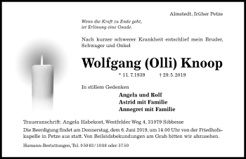 Traueranzeige von Wolfgang Knoop von Hildesheimer Allgemeine Zeitung