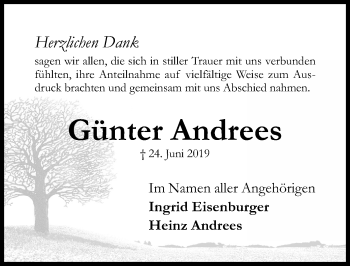 Traueranzeige von Günter Andrees von Hildesheimer Allgemeine Zeitung