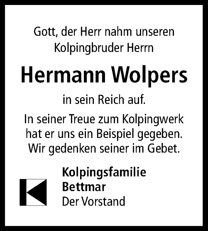  Traueranzeige für Hermann Wolpers vom 16.07.2019 aus Hildesheimer Allgemeine Zeitung