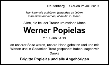 Traueranzeige von Werner Popielas von Hildesheimer Allgemeine Zeitung