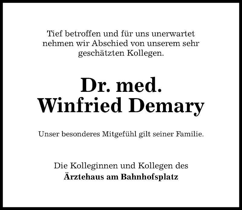  Traueranzeige für Winfried Demary vom 13.07.2019 aus Hildesheimer Allgemeine Zeitung