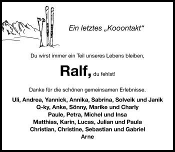 Traueranzeige von Ralf Müller von Hildesheimer Allgemeine Zeitung
