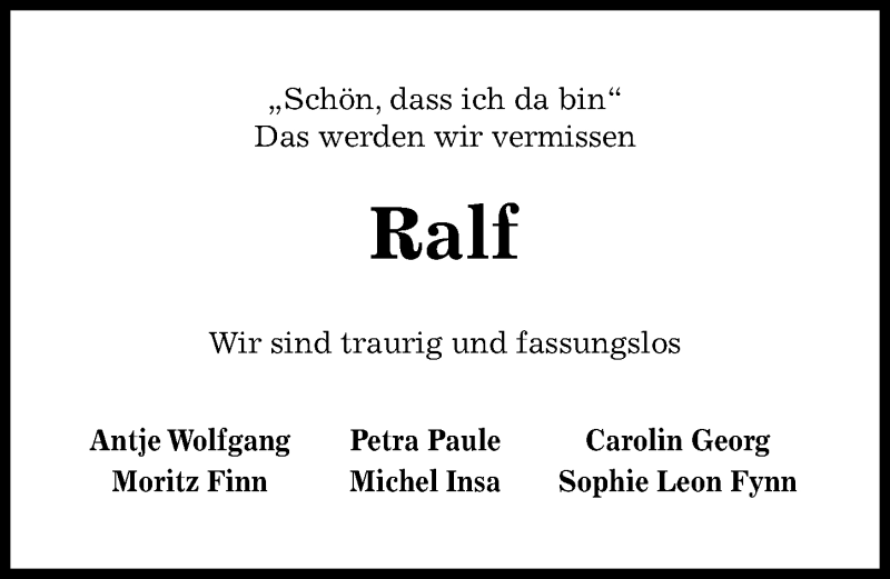  Traueranzeige für Ralf Müller vom 03.08.2019 aus Hildesheimer Allgemeine Zeitung