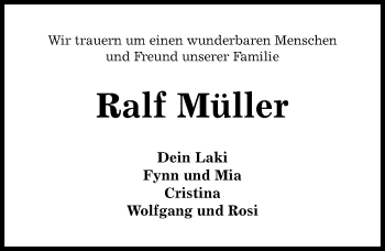 Traueranzeige von Ralf Müller von Hildesheimer Allgemeine Zeitung